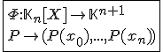 3$\fbox{\Phi : \mathbb{K}_n[X]\to\mathbb{K}^{n+1}\\P\to(P(x_0),...,P(x_n))}